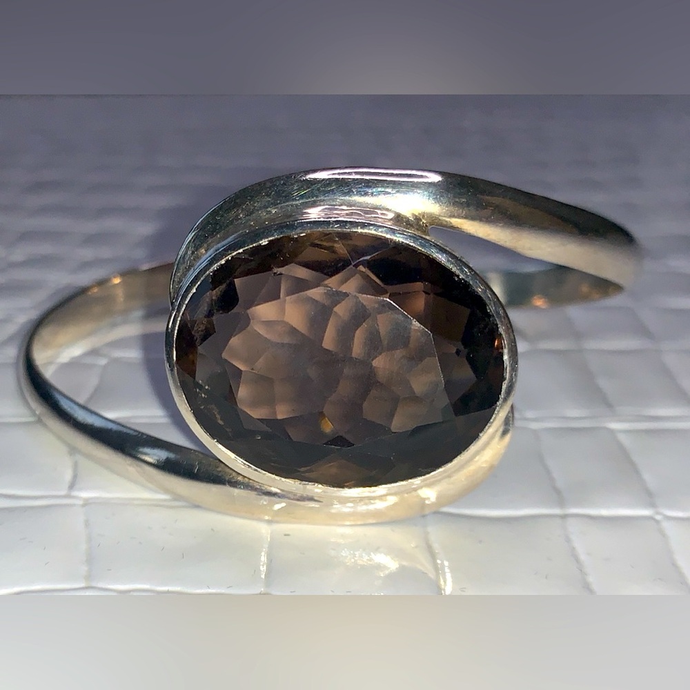 Israeli Artisan 925 Sterling Silver Smoky Quartz Bracelet